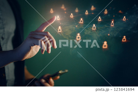 Metaverse technology and communication concept. 123841694