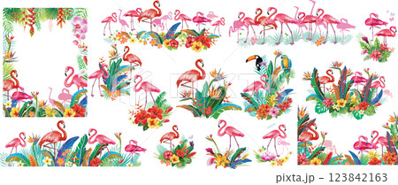 Tropical Arrangements with Flamingos and Flowers 123842163