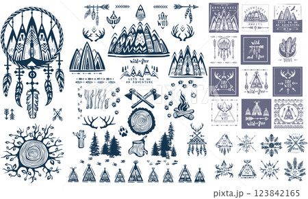 Wanderlust, Explore, Adventure labels 123842165