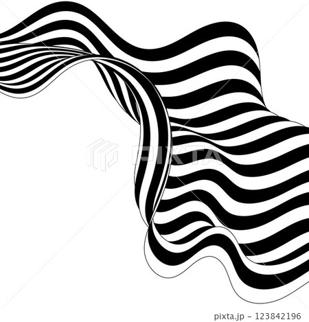Abstract wave with black and white line pattern. 3D optical background in psychedelic style. Eps 10 123842196