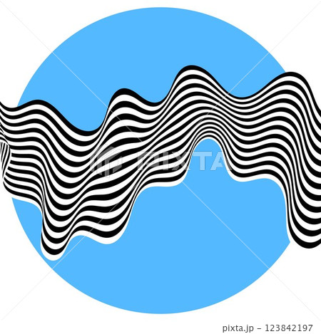 Abstract black and white waves. Wave pattern with blue circles. Eps 10 Abstract black and white waves. Wave pattern with blue circles. Eps 10 123842197