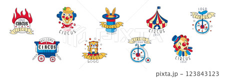 Circus Logo Original Design with Bright Show Element Vector Set Circus Logo Original Design with Bright Show Element Vector Set 123843123