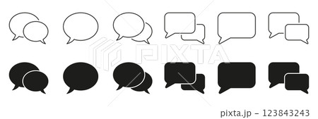Speech bubble and chat line and solid icon set. Conversational and communication graphic symbol collection. Editable Stroke. Isolated vector illustration 123843243