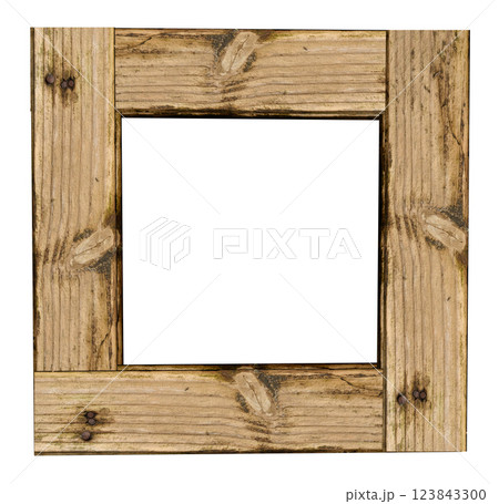 Blank wall hanging square wooden picture and photo frame, isolated background Blank wall hanging square wooden picture and photo frame, isolated background 123843300