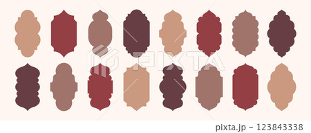 Islamic windows shape, ramadan kareem mosque doors in old indian oriental style 123843338