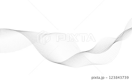 Flowing background with dots, particles, wavy halftone gradient shape isolated. 123843739