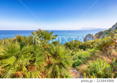 Splendid sunny day on cape Zaferanno and national park Orientata Pizzo Cane Splendid sunny day on cape Zaferanno and national park Orientata Pizzo Cane 123843866