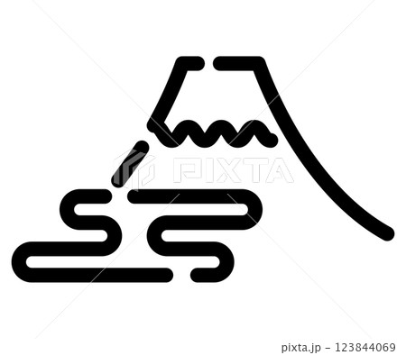 使いやすい黒線ピクトグラム　インバウンド　富士山 123844069