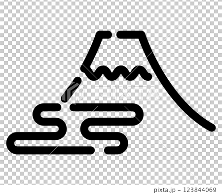 使いやすい黒線ピクトグラム　インバウンド　富士山 123844069