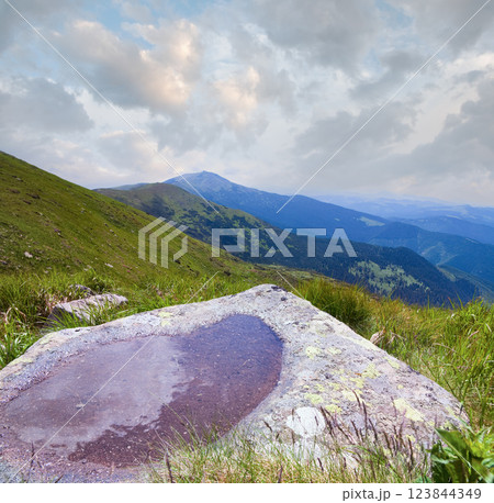 puddle on mountain stone puddle on mountain stone 123844349