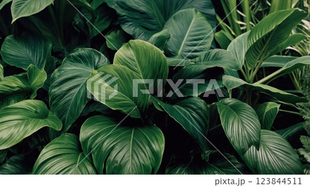 deep green tropical leaves backgronud 123844511