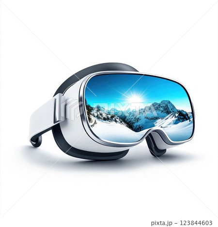 Virtual Reality Glasses Reflecting Mountain Landscape 123844603