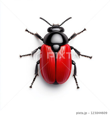 Red Beetle on White Background 123844609