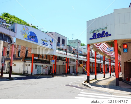 秋田県鹿角市ハミングロードおおまち商店街の風景より 秋田県鹿角市ハミングロードおおまち商店街の風景より 123844787
