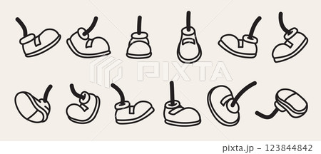 Set of retro characters foot vector illustration set 123844842