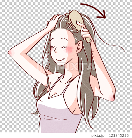 Woman taking care of her hair 3 123845236