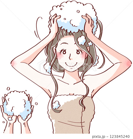 ヘアケアする女性6 ヘアケアする女性6 123845240