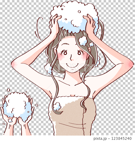 ヘアケアする女性6 ヘアケアする女性6 123845240