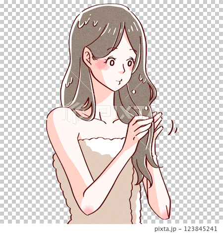 Woman taking care of her hair 7 123845241