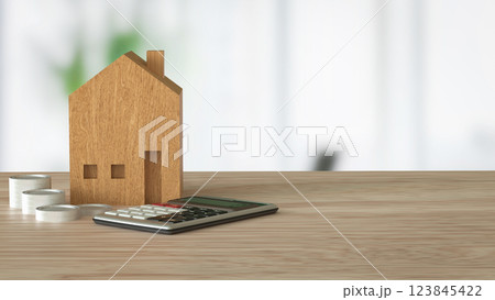 The House and Calculator for Business concept 3d Rendering. 123845422