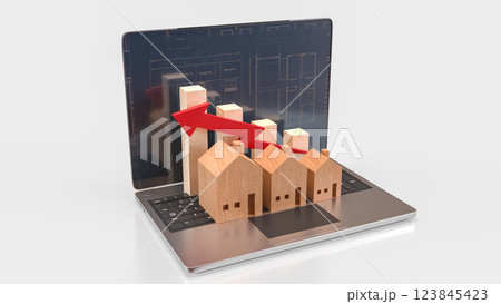 The Notebook and Wood House for Business concept 3d Rendering. 123845423