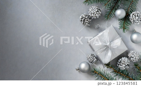 銀の装飾 光の玉 背景 銀の装飾 光の玉 背景 123845581