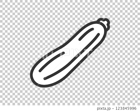 緑色のズッキーニのアイコン（線画）のイラスト 123845996
