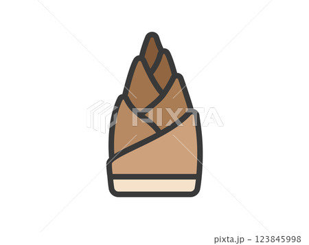 タケノコのアイコン（線画カラー）のイラスト 123845998