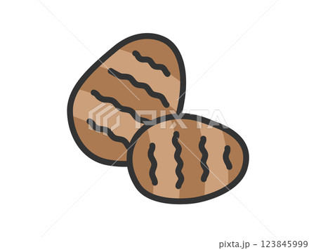 里芋のアイコン（線画カラー）のイラスト 123845999