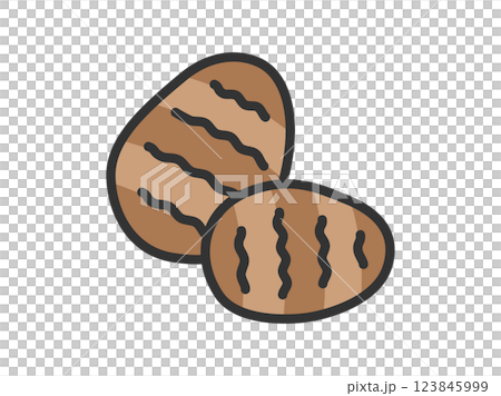 里芋のアイコン（線画カラー）のイラスト 123845999