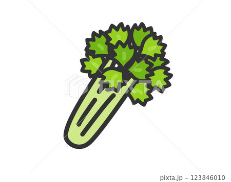 セロリのアイコン（線画カラー）のイラスト 123846010