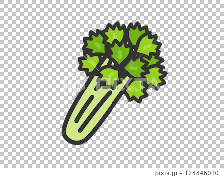 セロリのアイコン（線画カラー）のイラスト 123846010