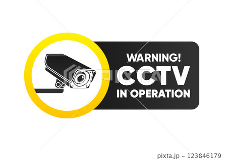 CCTV in operation. Security technology system. Security badge. Vector illustration. 123846179