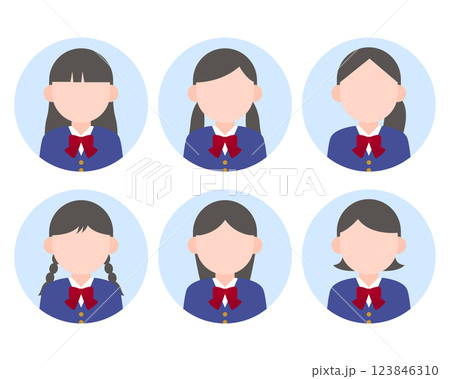 女学生のシンプルアイコンセット2 123846310