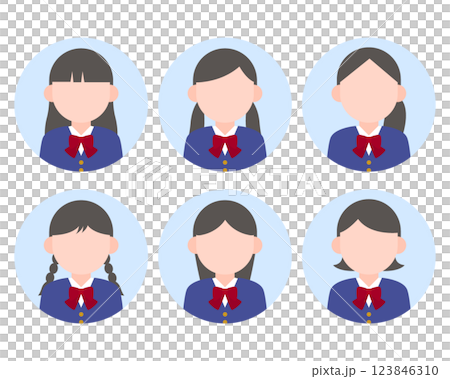 女学生のシンプルアイコンセット2 123846310