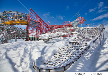 雪景色の遊び場、下馬中央公園 雪景色の遊び場、下馬中央公園 123846830