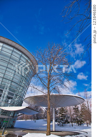 雪景色の遊び場、下馬中央公園 123846880