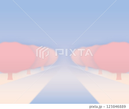 桜並木のイラスト(横) 桜並木のイラスト(横) 123846889