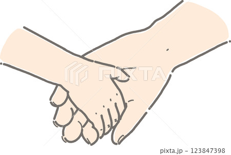 大人と子どもが手を繋いでいるベクターイラスト 123847398