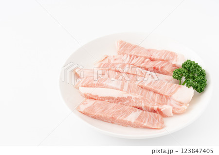 脂がのって美味しそうな豚トロ(ネック) 脂がのって美味しそうな豚トロ(ネック) 123847405