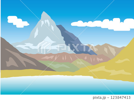 シンプルな山のイラスト 123847413