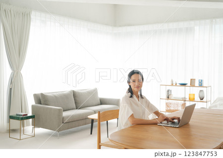パソコンを使う女性 パソコンを使う女性 123847753