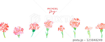 水彩画。水彩タッチの母の日カーネーションイラスト。母の日のカーネーション背景ベクターイラスト。 123848249