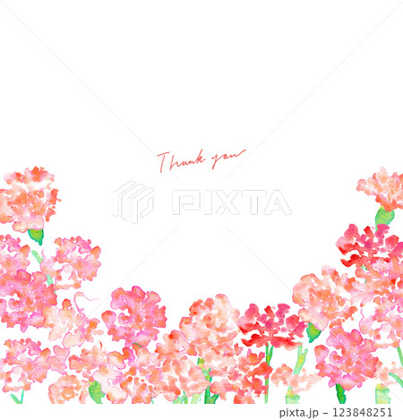 水彩画。水彩タッチの母の日カーネーションイラスト。母の日のカーネーション背景ベクターイラスト。 123848251