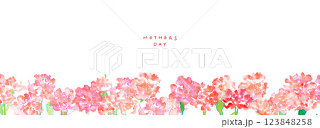 水彩画。水彩タッチの母の日カーネーションイラスト。母の日のカーネーション背景ベクターイラスト。 123848258