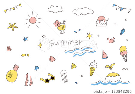 夏のイラスト素材セット 123848296