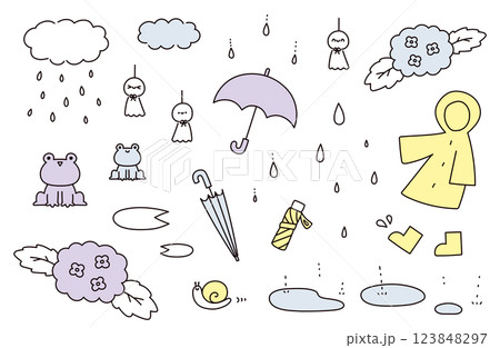 梅雨のイラストセット 123848297