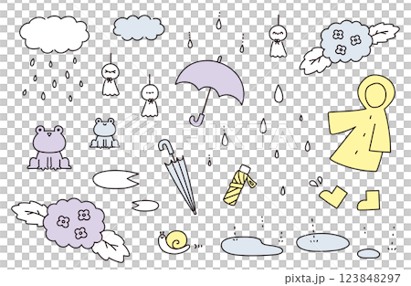 梅雨のイラストセット 123848297