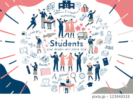 学校生活を楽しむ生徒たち 123848328