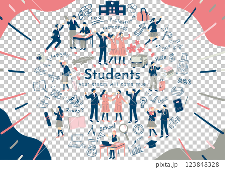 学校生活を楽しむ生徒たち 123848328